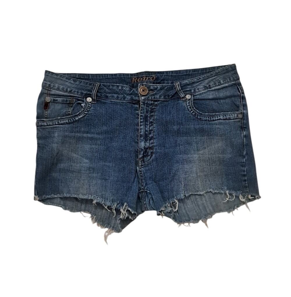 RETRO Cut Off Jean Shorts Size 2XL Stretch Denim Distressed Summer Festival